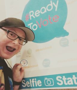 Doug in front of the #ReadyToVote selfie station