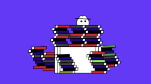 Cartoon of Doug behind books
